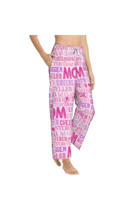 Best Mom ever Womens Soft Woven Cotton Elastic Waistband Sleep Pajama Pant Lounge Sleep Pant With Pockets And Drawstring-Medium