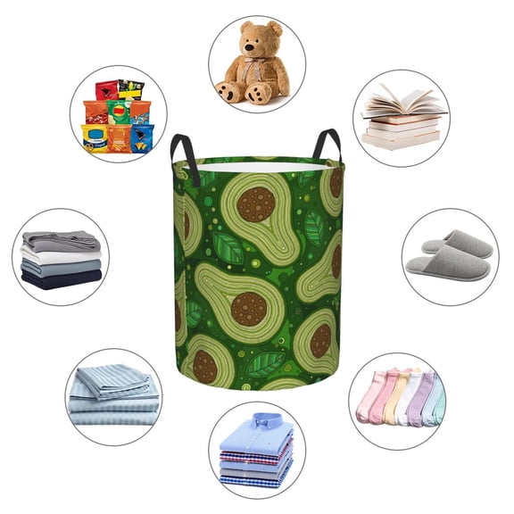 Picia Big Colorful Avocados Large Laundry Basket, Waterproof, Freestanding Laundry Hamper, Collapsible Tall Clothes Hamper with Extended Handles-Medium