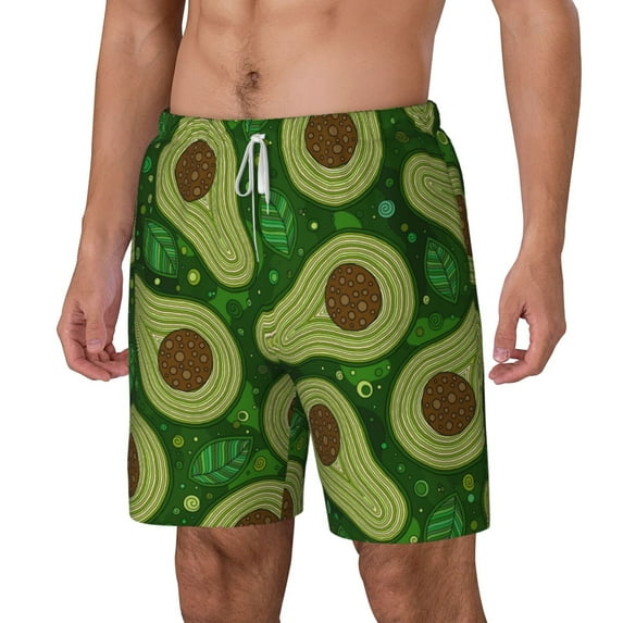 Picia Big Colorful Avocados pattern Mens Swim Trunks with Compression Liner Stretch Beach Shorts Quick Dry with Zipper Pockets No-Chafing Board Shorts-Large