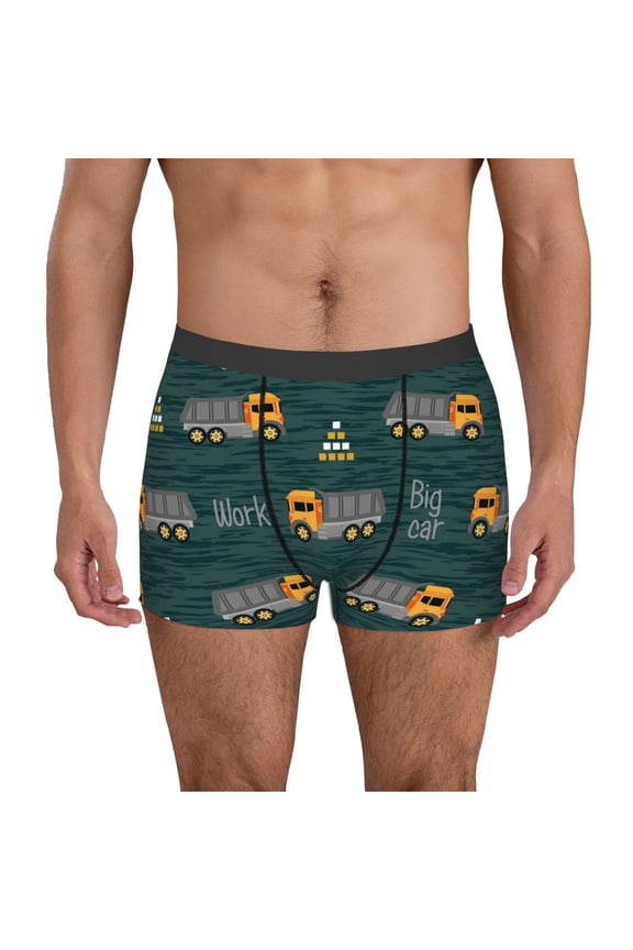 Big Machine Pattern Men’s Boxer Briefs – Soft & Breathable Underwear, Stretchy & Comfortable Fit, Supportive Pouch Design, Moisture-Wicking-XX-Large