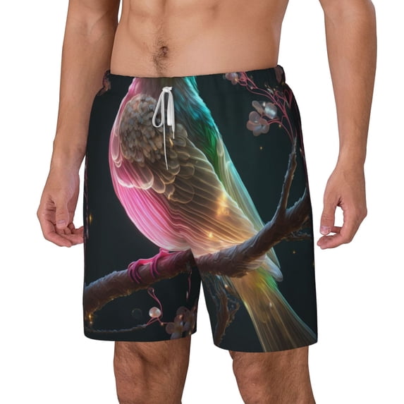 Picia Bird5 pattern Mens Swim Trunks with Compression Liner Stretch Beach Shorts Quick Dry with Zipper Pockets No-Chafing Board Shorts-XX-Large