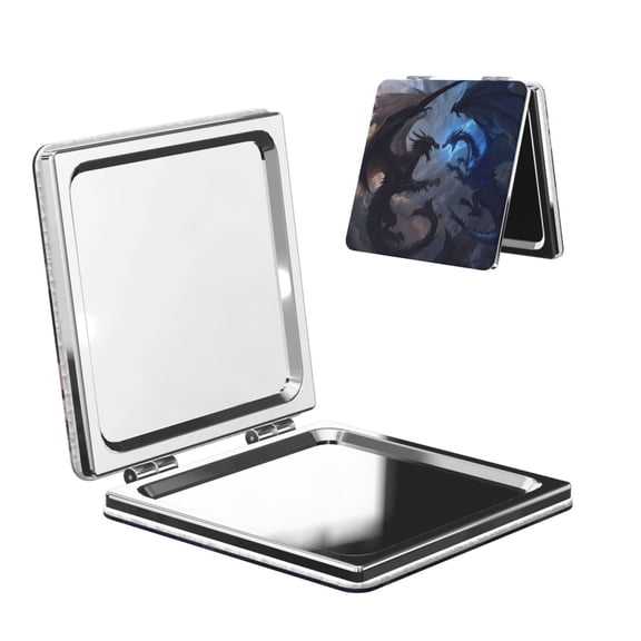 Picia Black And Blue Lightning Dragon for Compact Vanity Mirror , Travel Makeup Mirror , Portable Magnifying Cosmetic Mirror for Daily, Work, Business-Square