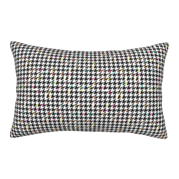 Picia Black And White Houndstooth Pattern Plush Pillow Case – Soft and Cozy Cushion Cover, Hypoallergenic Throw Pillow Case for Home Decor-14"x20"