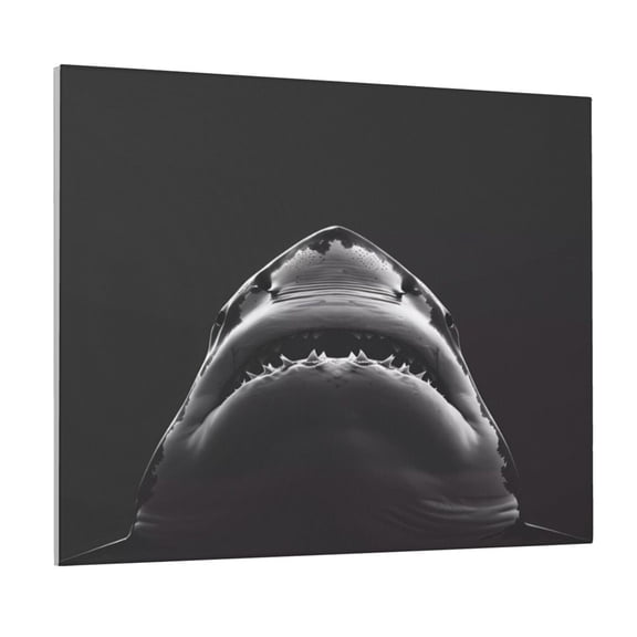 Picia Black And White Shark Pattern Decorative Picture – Unique Wall Art, Modern Canvas Print for Trendy Interiors (Horizontal)
