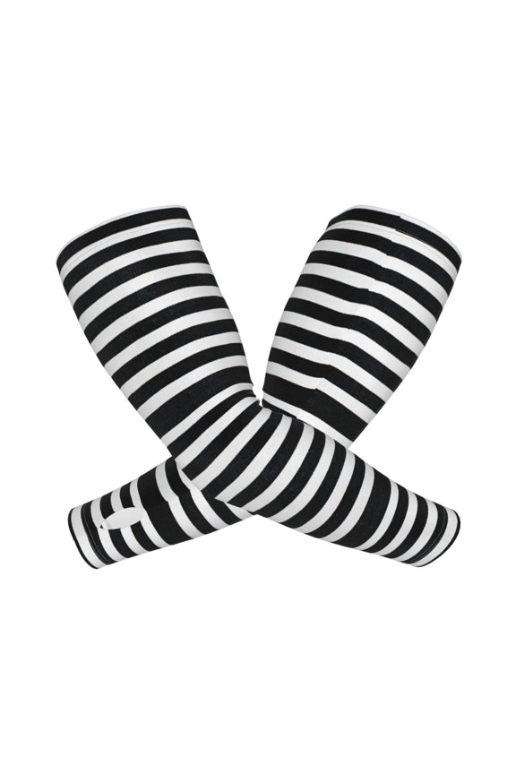 Black And White Stripes Arm Sleeves for Men and Women - Tattoo Cover Up UPF 50+ Cooling Sports Sleeve for Basketball Golf Football-One Size