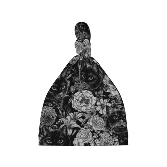 Picia Black Cats In A Garden Printed Preemie Hats for Baby Girls Cotton Premature Knot Hats Newborn Hospital Cap Warm Knot Beanie Nicu for Preemie Girls and Boys