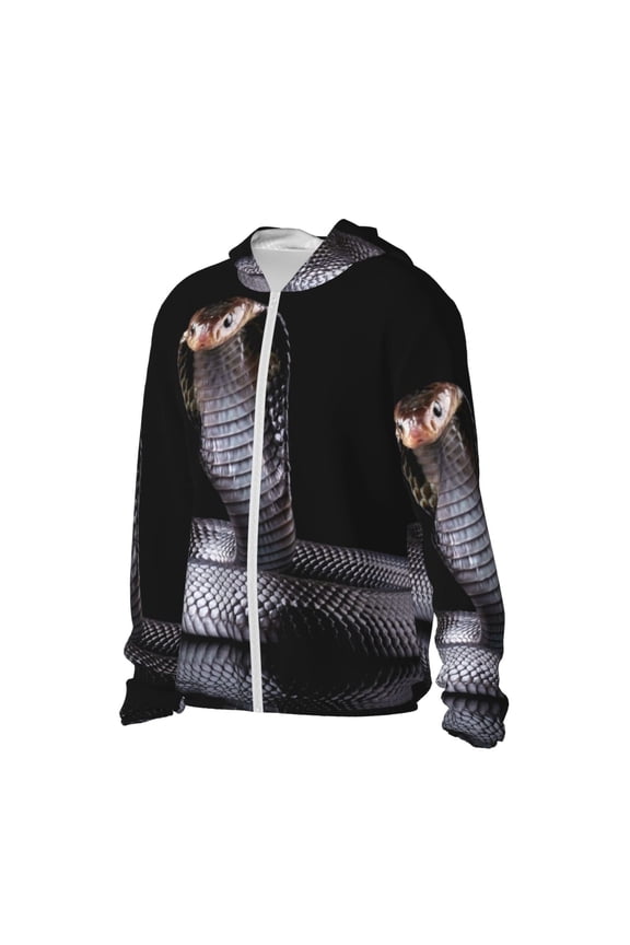 Black Cobra Snake Women's Men's UPF 50+ Sun Protection Hoodie Shirt Long Sleeve SPF Fishing Outdoor UV Hiking Lightweight Shirts-X-Large