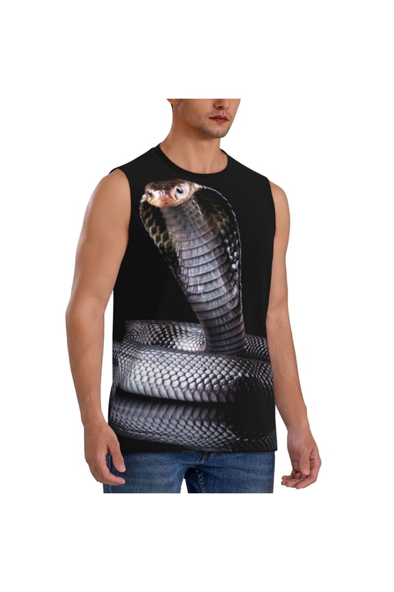 Black Cobra Snake mens Cotton Tank Undershirts , Moisture-wicking Ribbed Tanks, Lightweight Cotton Tank Undershirts-Small