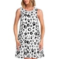 thumbnail image 1 of Picia Black Footprints Print Women’s Sleeveless Midi Swing Dress – A-Line Pleated Tank Sundress, Comfortable and Flowy T-Shirt Dress, 1 of 7
