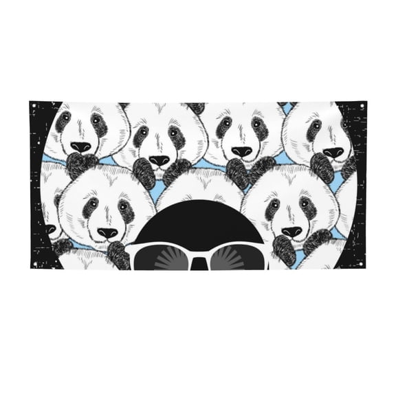 Picia Black Head Woman with Panda Hair Pattern Party Banner, Festive Decoration, Holiday Banner, Celebration Decor, Event Banner, Reusable Party Banner-Medium