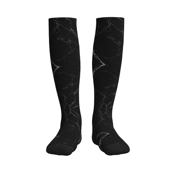 Picia Black Marble Texture Abstract Printed Sports Compression Socks - 15-20mmHg Graduated Compression, High-Performance Soft and Breathable Socks for Men and Women