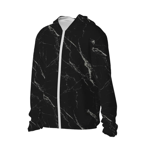 Picia Black Marble Texture Abstract Women's Men's UPF 50+ Sun Protection Hoodie Shirt Long Sleeve SPF Fishing Outdoor UV Hiking Lightweight Shirts-X-Large