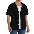 thumbnail image 1 of Picia Black Men's Linen Shirts Short Sleeve Cuban Beach Shirts Casual Shirts Button Down Shirt for Men Beach Summer Wedding Shirt-Large, 1 of 7