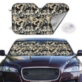 thumbnail image 1 of Picia Black Palm Leaves Curved Windshield Sunshade Accordion Folding Style Auto Shade for Car Truck SUV Van Blocks UV Ray Sun Visor Protector -Medium, 1 of 7