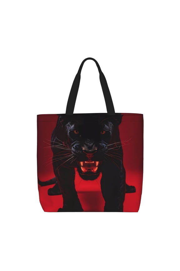 Black Panther Red Background for Tote Bag for Women with Zipper, Gym Tote with Compartments, Laptop Work Tote Nurse Dance Yoga Bag for Sport, Travel