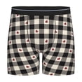 thumbnail image 1 of Picia Black Plaid Heart Pattern Men's Athletic Long Leg Briefs , Performance Stretch Underwear，Moisture-Wicking, 1 of 7