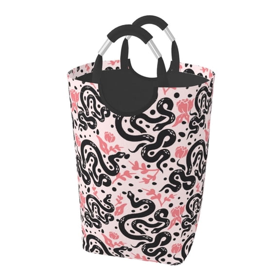 Picia Black Snake Laundry Basket With Handles Laundry Hamper Toys Storage Organizer Foldable Bucket Washing Bin Dirty Clothes Bag For Home Bathroom Bedroom Dorm
