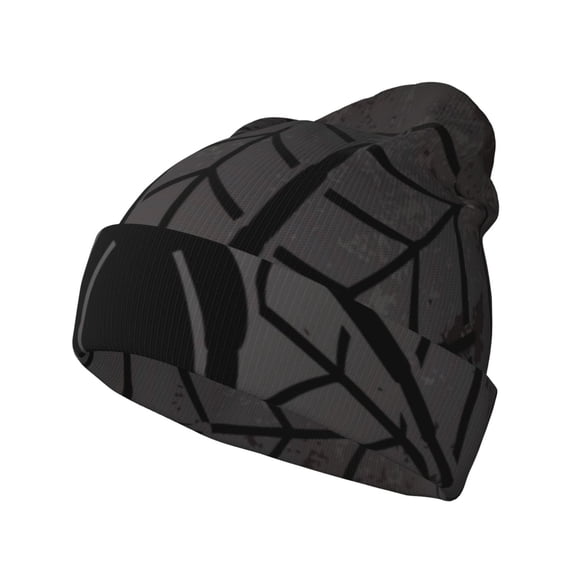 Picia Black Spider On Web 1 Pattern Knitted Beanie Hat for Men and Women , Unisex Winter Warm Stretchy Knit Cap Thick Fisherman Beanies Cuffed Plain Skull Caps