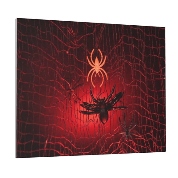 Picia Black Spider Web With Spiders Pattern Decorative Picture – Unique Wall Art, Modern Canvas Print for Trendy Interiors (Horizontal)