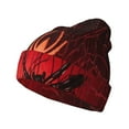 thumbnail image 1 of Picia Black Spider Web With Spiders Pattern Knitted Beanie Hat for Men and Women , Unisex Winter Warm Stretchy Knit Cap Thick Fisherman Beanies Cuffed Plain Skull Caps, 1 of 6