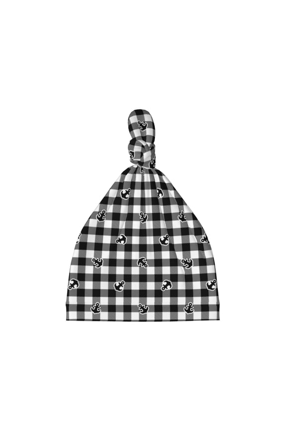 Black Tartan Plaid Printed Preemie Hats for Baby Girls Cotton Premature Knot Hats Newborn Hospital Cap Warm Knot Beanie Nicu for Preemie Girls and Boys