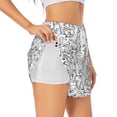 thumbnail image 1 of Picia Black White Music Pattern Women's 2 in 1 Athletic Running Shorts High Waisted Workout Casual Gym Sweat Shorts with Comfy Liner Zipper Pockets-Medium, 1 of 9