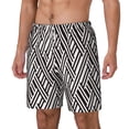 thumbnail image 1 of Picia Black White Stripes pattern Mens Swim Trunks with Compression Liner Stretch Beach Shorts Quick Dry with Zipper Pockets No-Chafing Board Shorts-Medium, 1 of 9