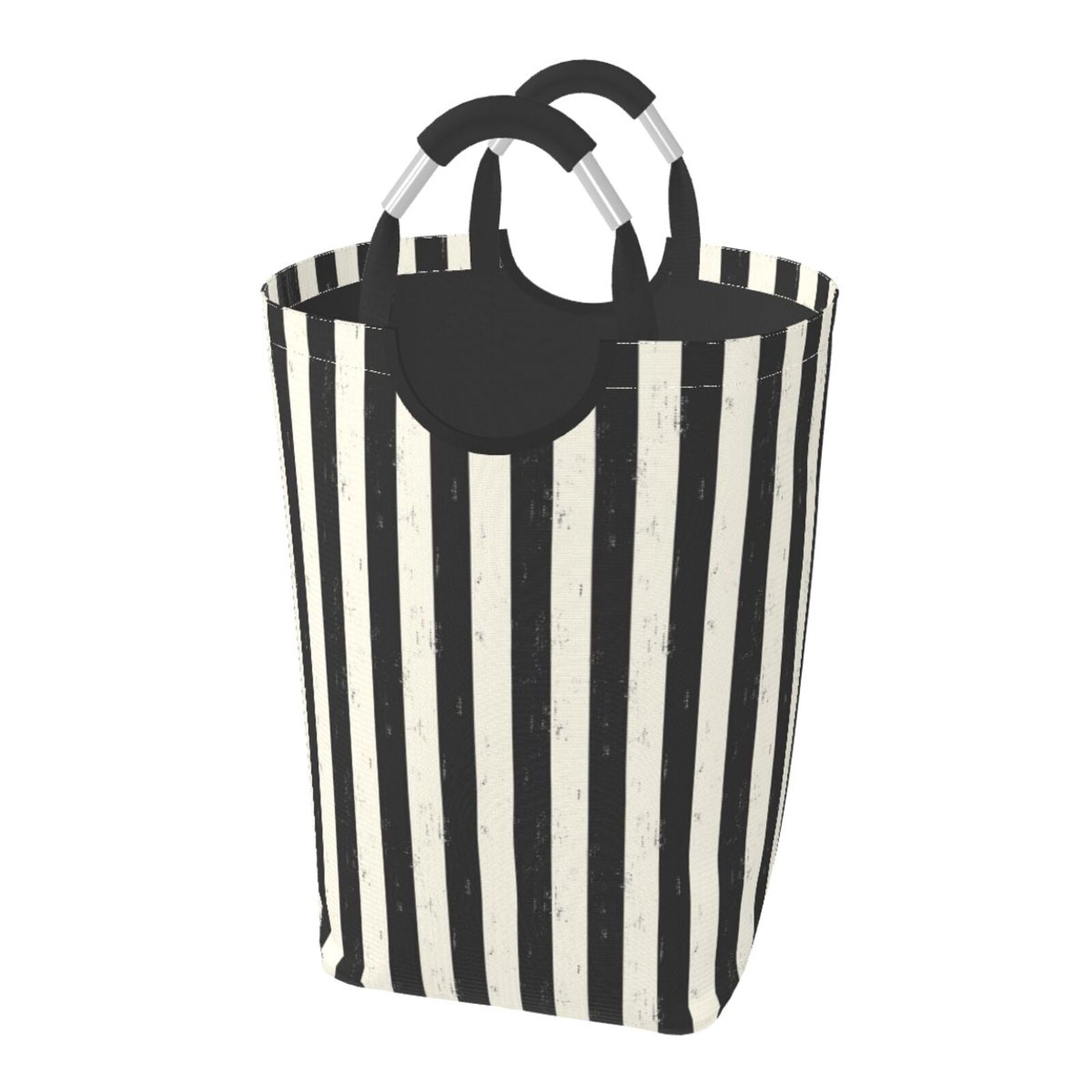 Picia Black And White Thick Stripes Laundry Basket With Handles Laundry Hamper Toys Storage Organizer Foldable Bucket Washing Bin Dirty Clothes Bag For Home Bathroom Bedroom Dorm