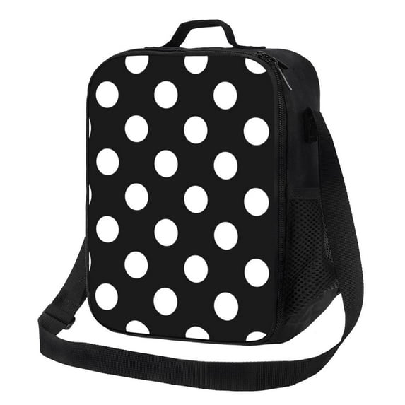Picia Black and White Polka Dot Lunch box Lunch bag for men women Large capacity Lunchbox Reusable Lunch bags Insulated Lunch bag Lunch box cooler