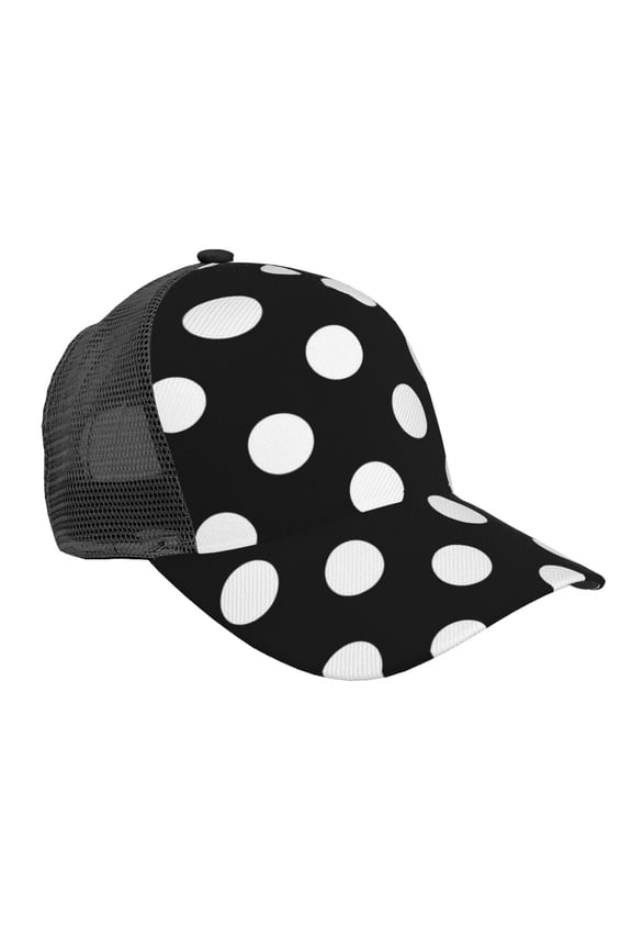 Black and White Polka Dot Pattern Trucker Hat,Baseball Cap,Sun Protection Cap,Stylish Headwear,Leisure Cap,Outdoor Sports Cap