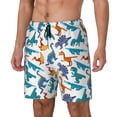 thumbnail image 1 of Picia Block Dinosaur pattern Mens Swim Trunks with Compression Liner Stretch Beach Shorts Quick Dry with Zipper Pockets No-Chafing Board Shorts-Large, 1 of 9