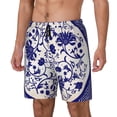 thumbnail image 1 of Picia Blue And White Porcelain Pattern pattern Mens Swim Trunks with Compression Liner Stretch Beach Shorts Quick Dry with Zipper Pockets No-Chafing Board Shorts-Medium, 1 of 9