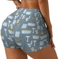 thumbnail image 1 of Picia Blue Bathroom Printed Workout Shorts for Women Seamless Scrunch Butt Lifting High Waisted Yoga Gym Booty Running Moisture-wicking Short Pants-Small, 1 of 9