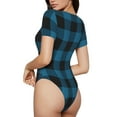 thumbnail image 1 of Picia Blue Black Plaid Womens One Piece Swimsuits Modest Tummy Control Bathing Suits Lace Up Slimming Swim Suit-XX-Large, 1 of 9