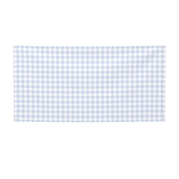 Picia Blue Checkboard Pattern Party Banner, Festive Decoration, Holiday Banner, Celebration Decor, Event Banner, Reusable Party Banner-Medium