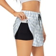 thumbnail image 1 of Picia Blue Checkboard Pattern Women's 2 in 1 Athletic Running Shorts High Waisted Workout Casual Gym Sweat Shorts with Comfy Liner Zipper Pockets-Medium, 1 of 9