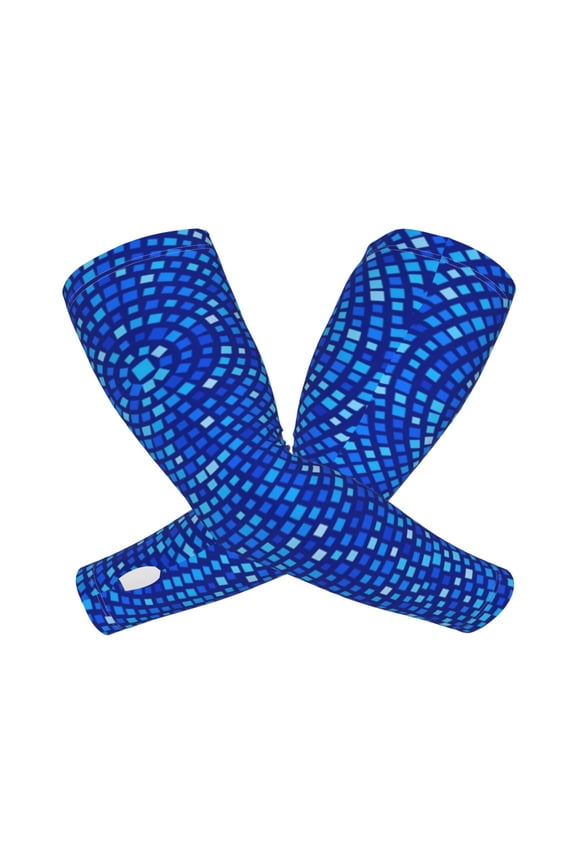 Blue Circles Mosaic Arm Sleeves for Men and Women - Tattoo Cover Up UPF 50+ Cooling Sports Sleeve for Basketball Golf Football-One Size