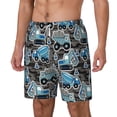 thumbnail image 1 of Picia Blue Excavator pattern Mens Swim Trunks with Compression Liner Stretch Beach Shorts Quick Dry with Zipper Pockets No-Chafing Board Shorts-Large, 1 of 9