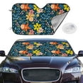 thumbnail image 1 of Picia Blue Floral Curved Windshield Sunshade Accordion Folding Style Auto Shade for Car Truck SUV Van Blocks UV Ray Sun Visor Protector -, 1 of 1