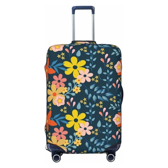 Picia Blue Floral Luggage Protector Cover Thicken Suitcase Protector Cover Fit 18-32 Inch Luggage-Small