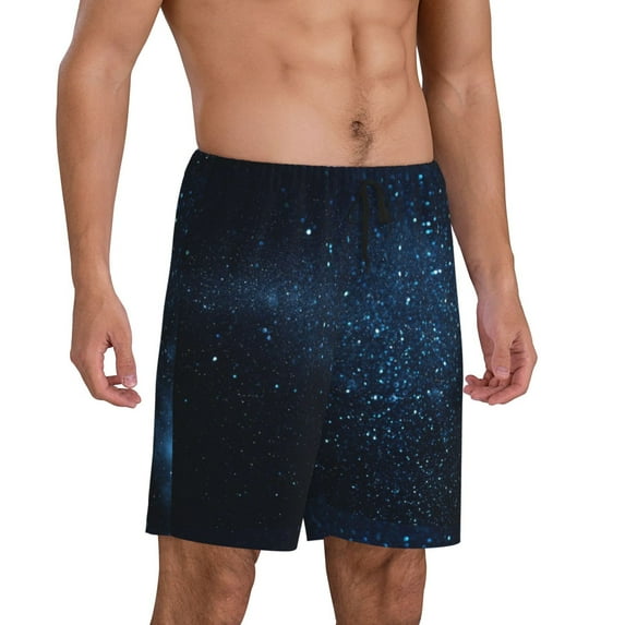 Picia Blue Glitter Retro Pajama Shorts for Men, Men's Pajama Bottoms, Sleepwear,Short Pajama Pants-XX-Large