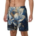 thumbnail image 1 of Picia Blue Golden Dream Lotus pattern Mens Swim Trunks with Compression Liner Stretch Beach Shorts Quick Dry with Zipper Pockets No-Chafing Board Shorts-Large, 1 of 9
