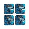 thumbnail image 1 of Picia Blue Iceberg Leaf Wolf Printed Leather Coasters for Drinks, 4" Drink Coasters Set of 4 for Tabletop Protection, Handmade Luxurious Home Décor and Housewarming Gift -Square, 1 of 6