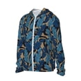 thumbnail image 1 of Picia Blue Leaves A Women's Men's UPF 50+ Sun Protection Hoodie Shirt Long Sleeve SPF Fishing Outdoor UV Hiking Lightweight Shirts-Small, 1 of 9