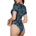 thumbnail image 1 of Picia Blue Leaves A Womens One Piece Swimsuits Modest Tummy Control Bathing Suits Lace Up Slimming Swim Suit-Small, 1 of 9
