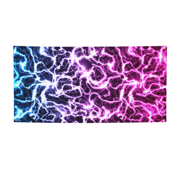 Picia Blue Lightning Pattern Party Banner, Festive Decoration, Holiday Banner, Celebration Decor, Event Banner, Reusable Party Banner-Small