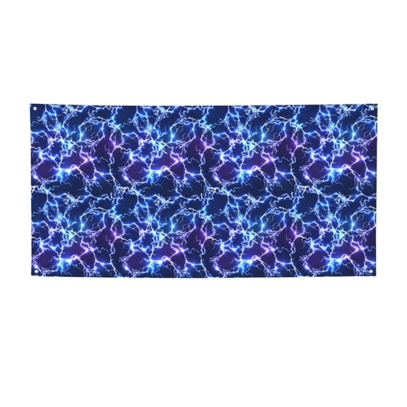 Picia Blue Lightning1 Pattern Party Banner, Festive Decoration, Holiday Banner, Celebration Decor, Event Banner, Reusable Party Banner-Small