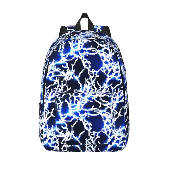 Picia Blue Lightning2 Printed Canvas Daypack - Stylish and Durable Vintage Compact Backpack - Class, Work, Travel, or Laptop Bookbag,Organized Compartments-Medium