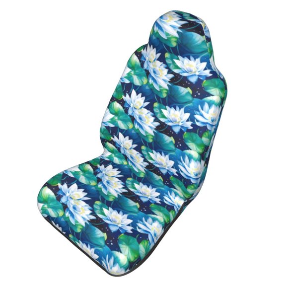 Picia Blue Lotus Flower Print Waterproof Sweating Car Seat Cover for Post Gym Workout, Running, Beach and Hiking, Universal Fit Anti-Slip Bucket Seat Protector