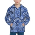 thumbnail image 1 of Picia Blue Mandala Harmony Pattern Youth Hoodie - Warm Pullover Sweatshirt with Kangaroo Pocket, Ideal for Boys and Girls-X-Large, 1 of 6